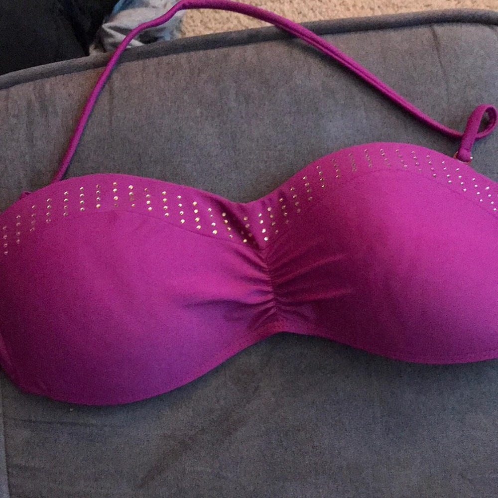 Magenta bikini with gold embellishment